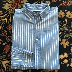 Polo Button Down Striped Men’s Classic Fit Pink Po